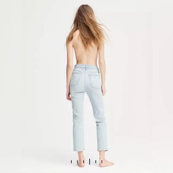 Rag and Bone. Nina high rise ankle cigarette. Button-fly 100% cotton Sz30, Tulip - Picture 13 of 16